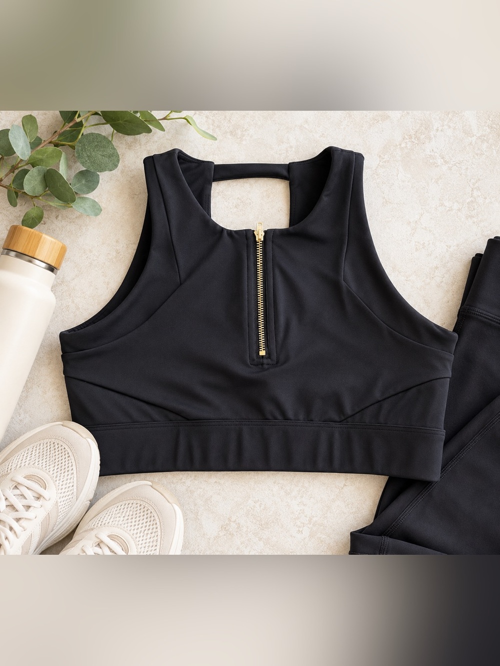Cleo Harper Black Zip Front Sports Bra Crop Top Size Small